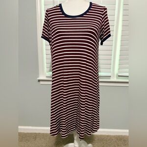 Rue21 Maroon and White Casual Raglan Midi Dress